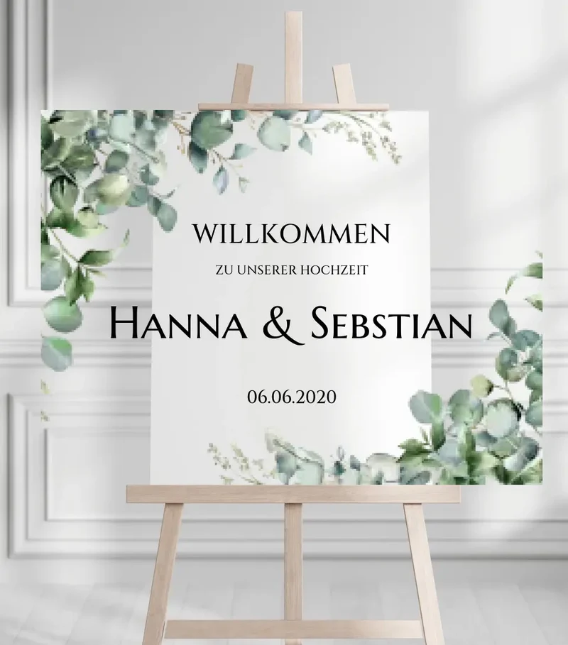 Willkommensposter Hochzeit | Willkommensschild Hochzeit personalisiert mit Namen Datum | Empfang Schild Hochzeit