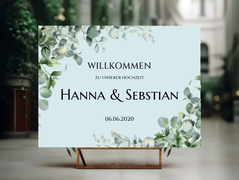 Willkommensposter Hochzeit | Willkommensschild Hochzeit personalisiert mit Namen Datum | Empfang Schild Hochzeit