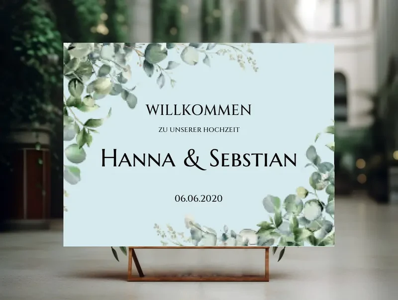 Willkommensposter Hochzeit | Willkommensschild Hochzeit personalisiert mit Namen Datum | Empfang Schild Hochzeit
