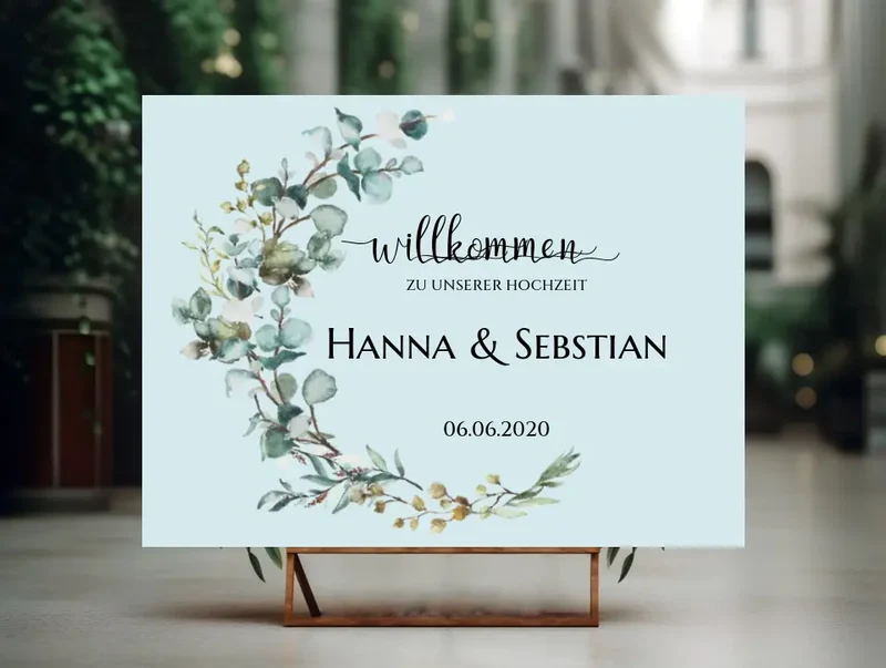 Willkommensposter Hochzeit | Willkommensschild Hochzeit personalisiert mit Namen Datum | Empfang Schild Hochzeit