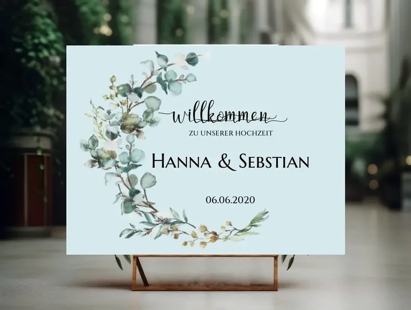 Willkommensposter Hochzeit | Willkommensschild Hochzeit personalisiert mit Namen Datum | Empfang Schild Hochzeit