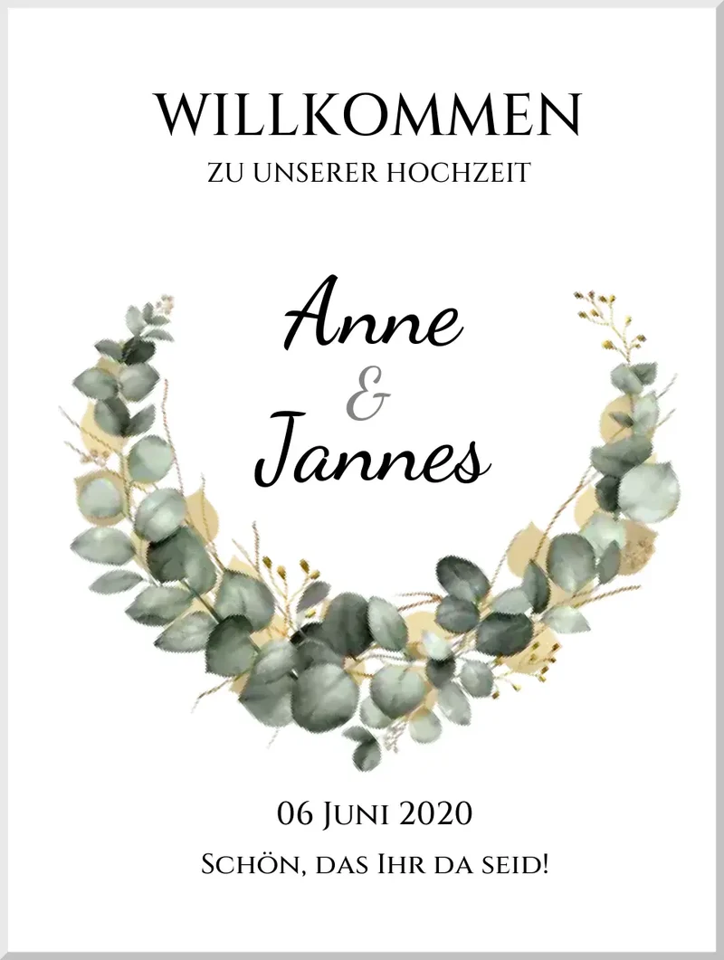 Willkommensposter Hochzeit | Willkommensschild Hochzeit personalisiert mit Namen Datum | Empfang Schild Hochzeit
