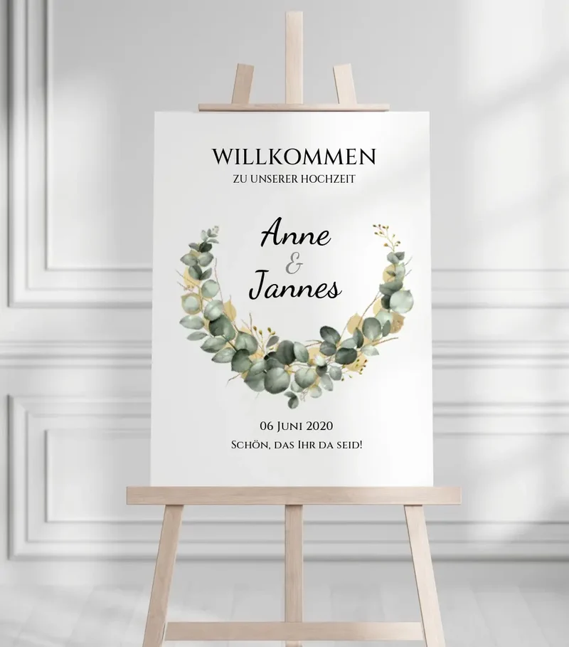 Willkommensposter Hochzeit | Willkommensschild Hochzeit personalisiert mit Namen Datum | Empfang Schild Hochzeit