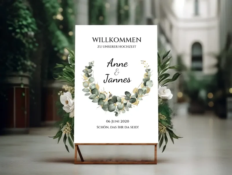 Willkommensposter Hochzeit | Willkommensschild Hochzeit personalisiert mit Namen Datum | Empfang Schild Hochzeit