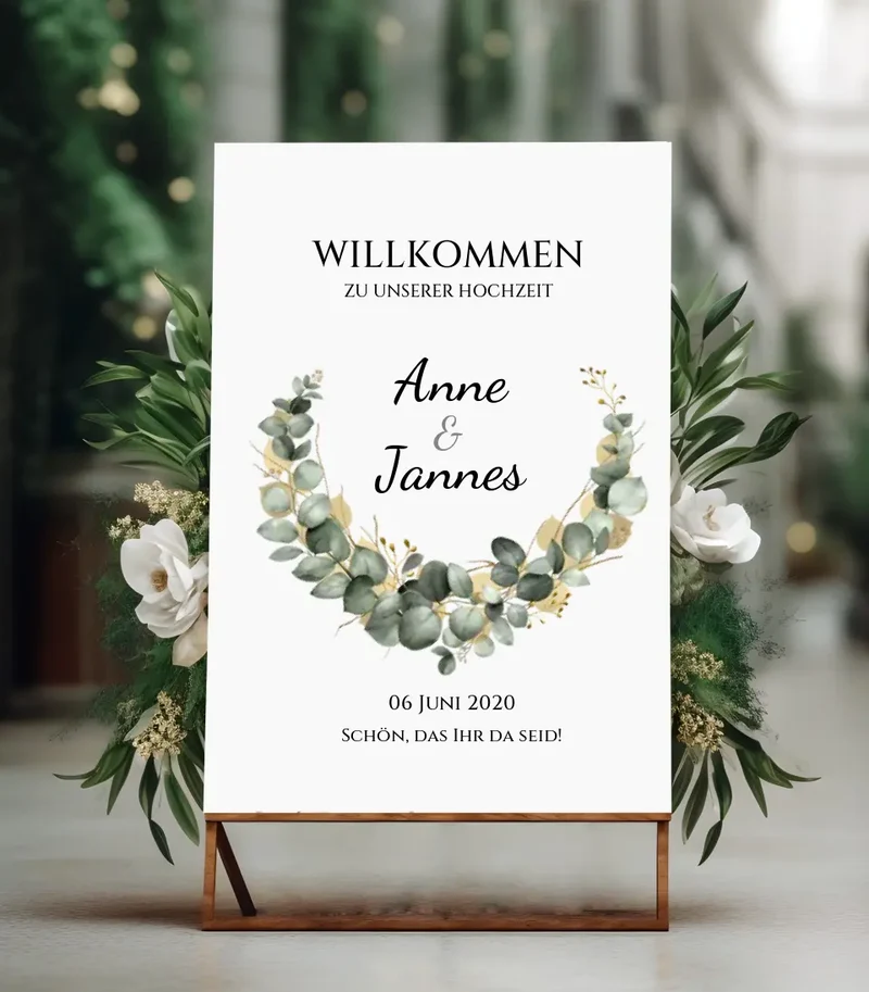 Willkommensposter Hochzeit | Willkommensschild Hochzeit personalisiert mit Namen Datum | Empfang Schild Hochzeit
