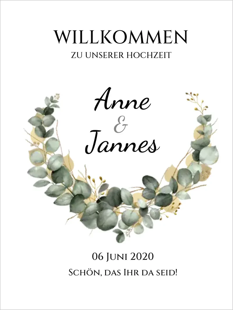 Willkommensposter Hochzeit | Willkommensschild Hochzeit personalisiert mit Namen Datum | Empfang Schild Hochzeit