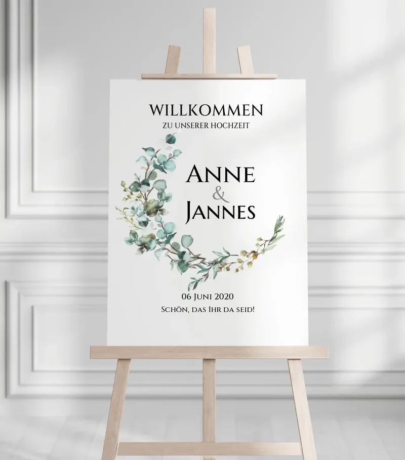 Willkommensposter Hochzeit | Willkommensschild Hochzeit personalisiert mit Namen Datum | Hochzeitsempfang Schild