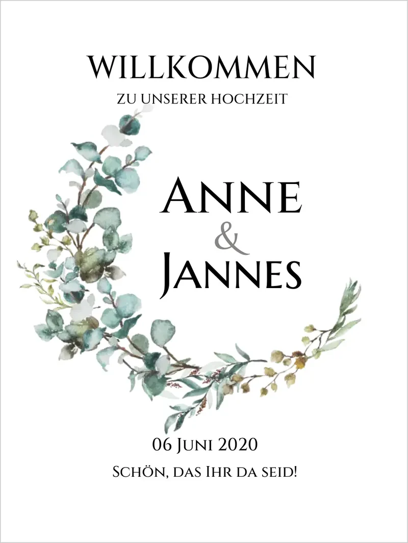 Willkommensposter Hochzeit | Willkommensschild Hochzeit personalisiert mit Namen Datum | Hochzeitsempfang Schild
