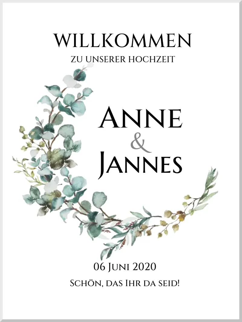 Willkommensposter Hochzeit | Willkommensschild Hochzeit personalisiert mit Namen Datum | Hochzeitsempfang Schild
