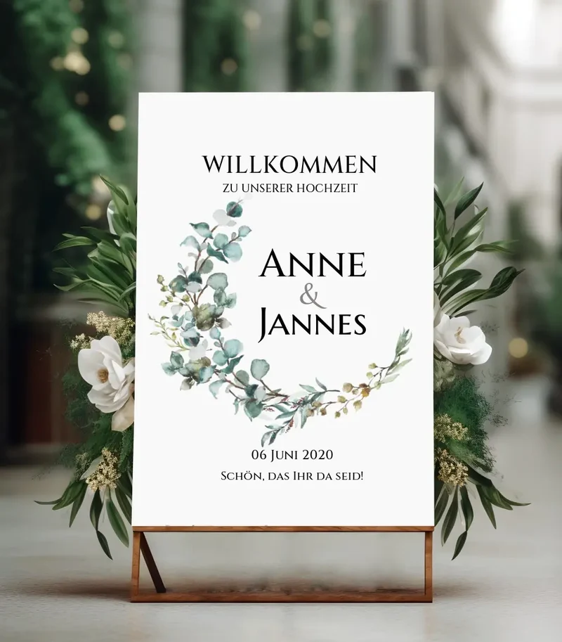 Willkommensposter Hochzeit | Willkommensschild Hochzeit personalisiert mit Namen Datum | Hochzeitsempfang Schild