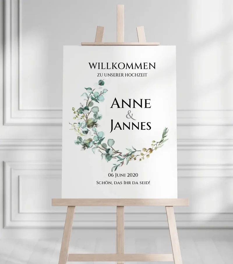 Willkommensposter Hochzeit | Willkommensschild Hochzeit personalisiert mit Namen Datum | Hochzeitsempfang Schild