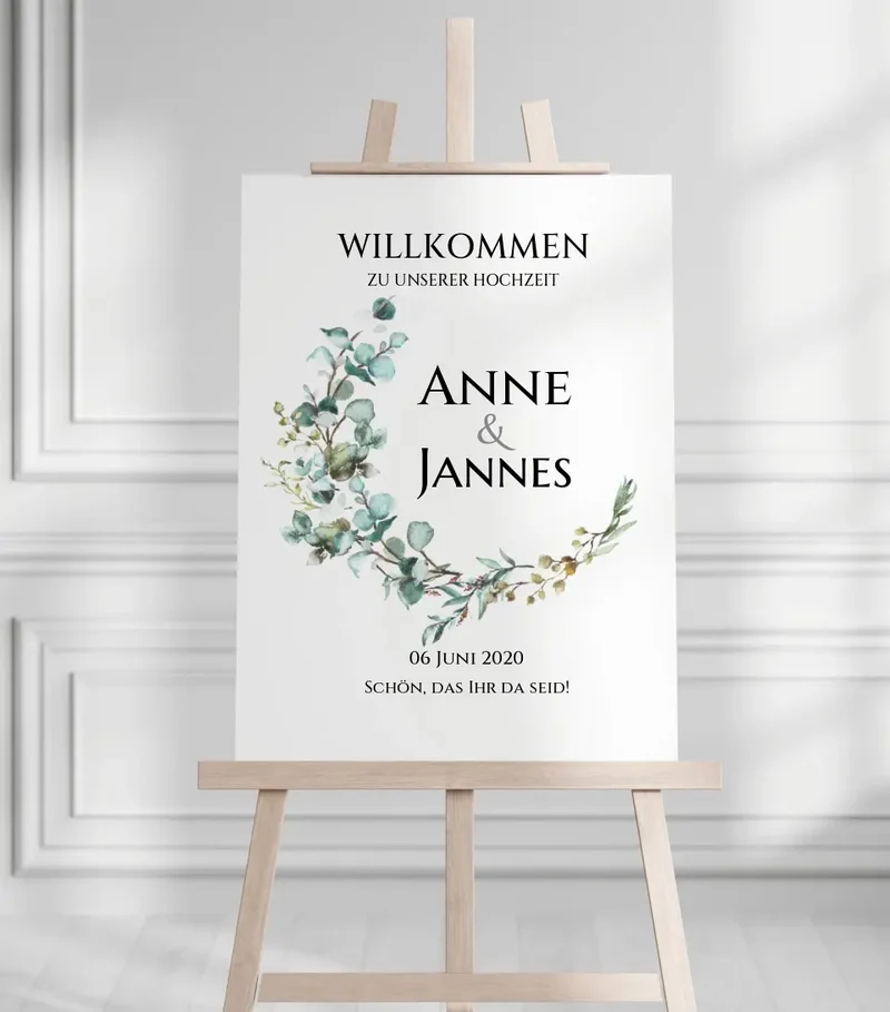 Willkommensposter Hochzeit | Willkommensschild Hochzeit personalisiert mit Namen Datum | Hochzeitsempfang Schild