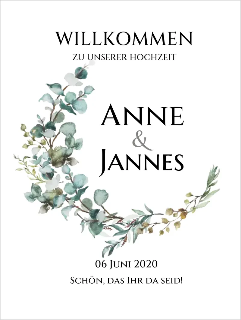 Willkommensposter Hochzeit | Willkommensschild Hochzeit personalisiert mit Namen Datum | Hochzeitsempfang Schild