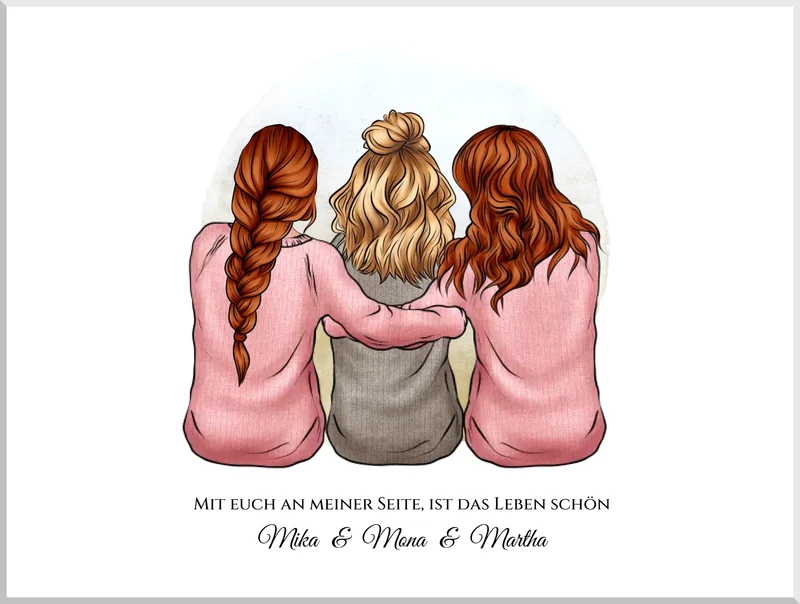 3 beste Freundinnen Poster mit Namen personalisiert - für Schwester, Mama, Kollegin