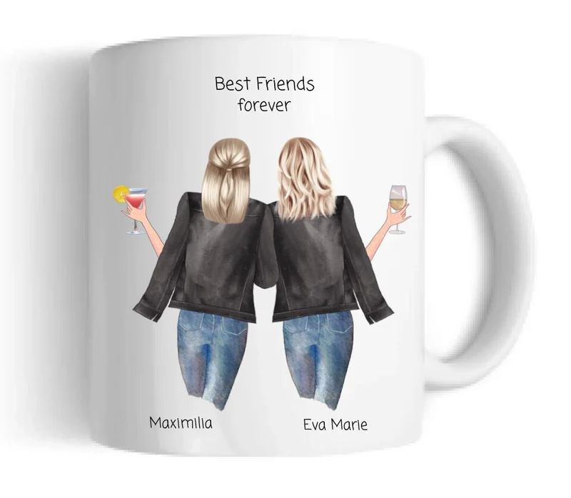 Personalisierte Tasse 2 beste Freundinnen Geschenk Geburtstagsgeschenk Kaffeebecher beste Freundin.