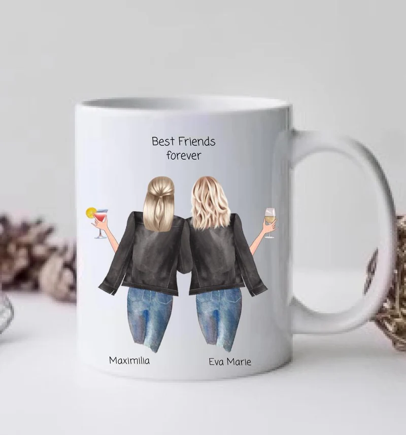 Personalisierte Tasse 2 beste Freundinnen Geschenk Geburtstagsgeschenk Kaffeebecher beste Freundin.