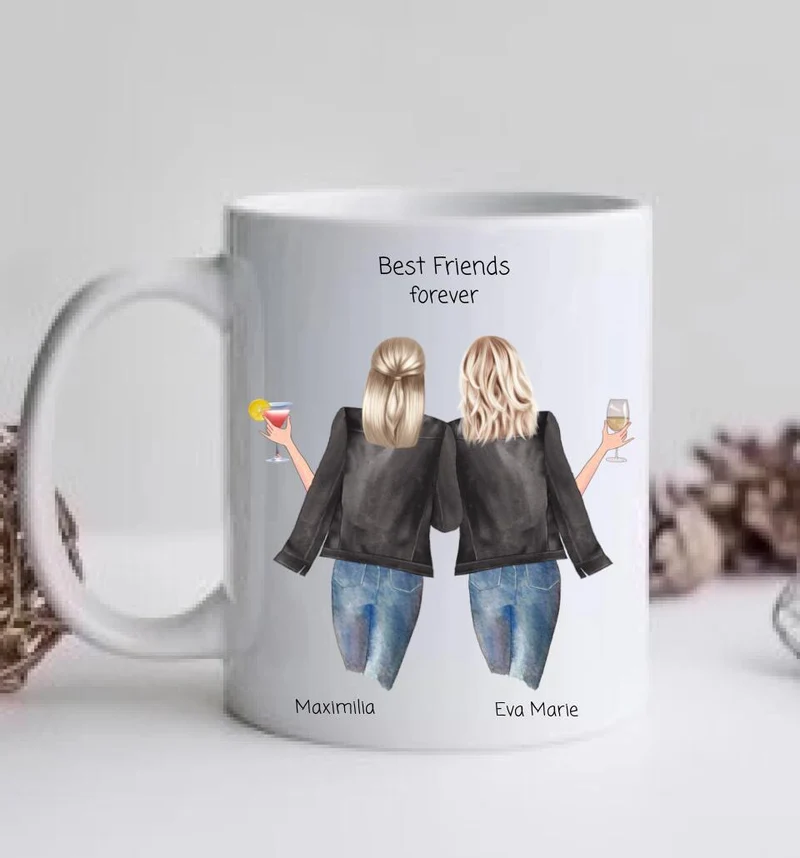 Personalisierte Tasse 2 beste Freundinnen Geschenk Geburtstagsgeschenk Kaffeebecher beste Freundin.