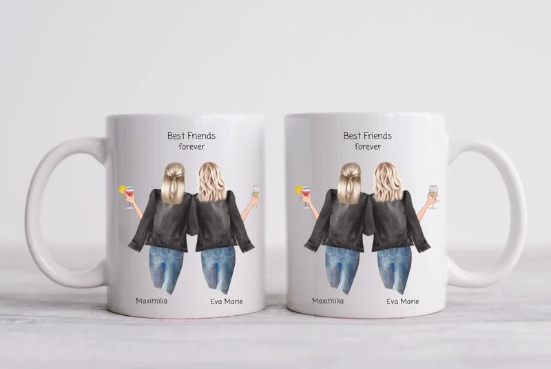 Personalisierte Tasse 2 beste Freundinnen Geschenk Geburtstagsgeschenk Kaffeebecher beste Freundin.