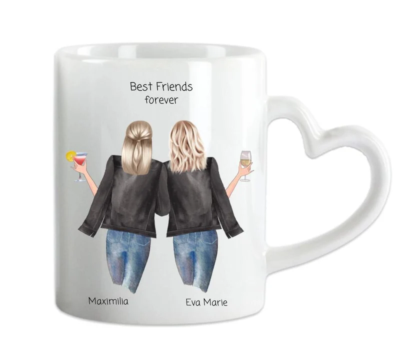 Personalisierte Tasse 2 beste Freundinnen Geschenk Geburtstagsgeschenk Kaffeebecher beste Freundin.
