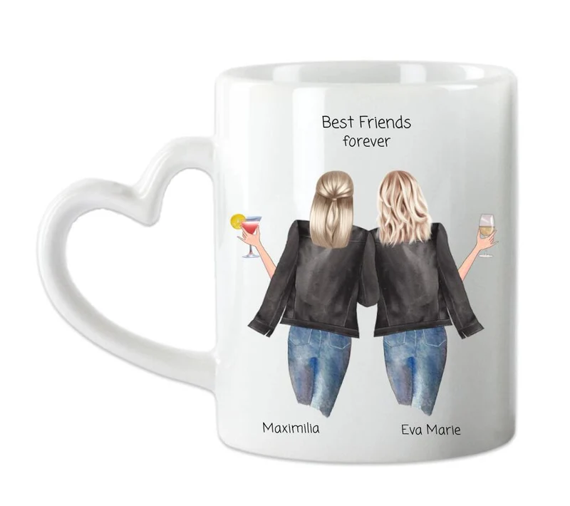 Personalisierte Tasse 2 beste Freundinnen Geschenk Geburtstagsgeschenk Kaffeebecher beste Freundin.
