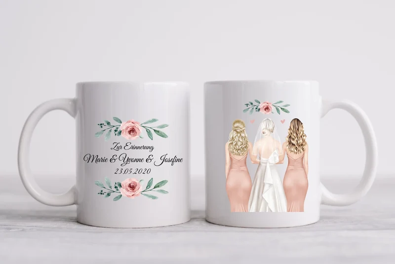2 Trauzeuginnen Personalisierte Tasse Geschenk Brautgeschenk - Hochzeitsgeschenk