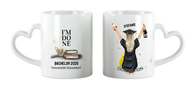 Personalisierte Tasse Schulabschluß Geschenk Bachelor, Master, Doktor, Promotion Abitur, Abi, Berufsausbildung