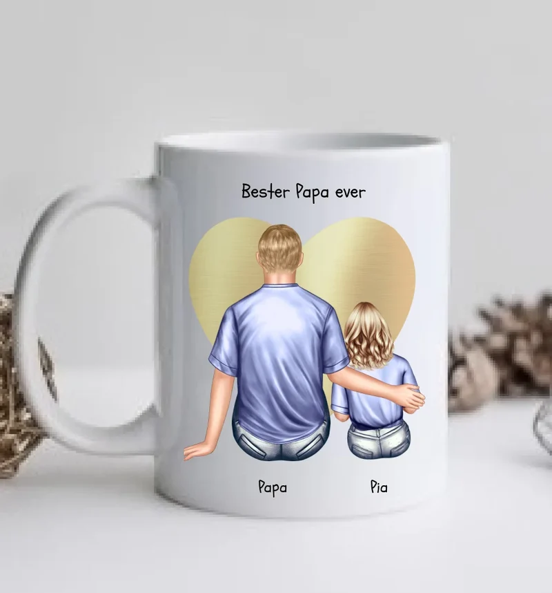 Personalisierte Tasse Geschenk Vatertag - Papa Geburtstagsgeschenk Tasse mit 1 Kind