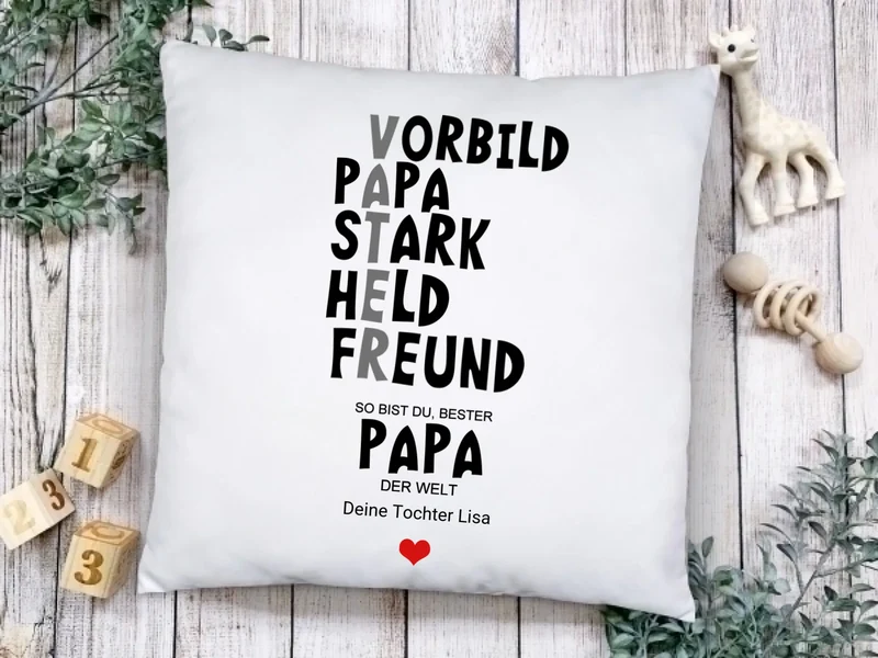 Personalisiertes Kissen "Definition Papa" – Vatertagsgeschenk & Geburtstagsgeschenk