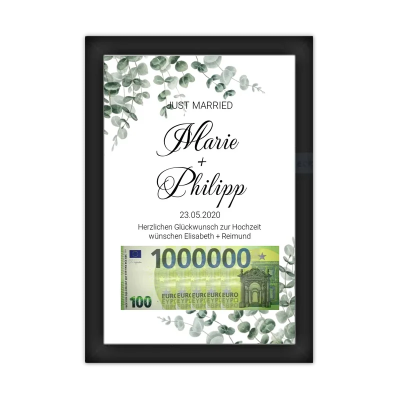 Geldgeschenk Wunscherfüller - Personalisiertes Geldgeschenk zur Hochzeit - Hochzeitsgeschenk Eure 1. Million