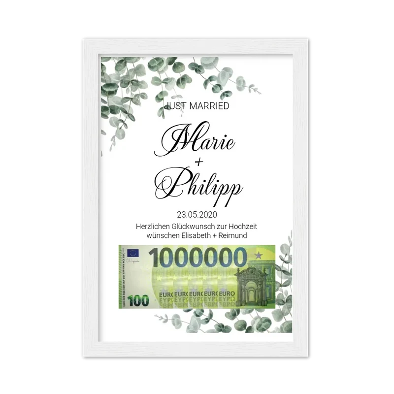 Geldgeschenk Wunscherfüller - Personalisiertes Geldgeschenk zur Hochzeit - Hochzeitsgeschenk Eure 1. Million