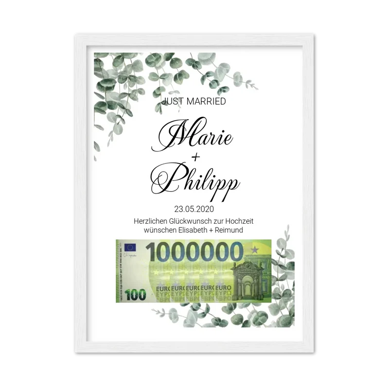 Geldgeschenk Wunscherfüller - Personalisiertes Geldgeschenk zur Hochzeit - Hochzeitsgeschenk Eure 1. Million