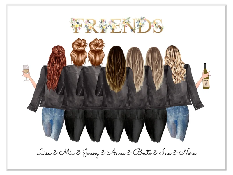 7 Beste Freundinnen Geschenk Poster personalisiert Freundin Bild Geburtstagsgeschenk