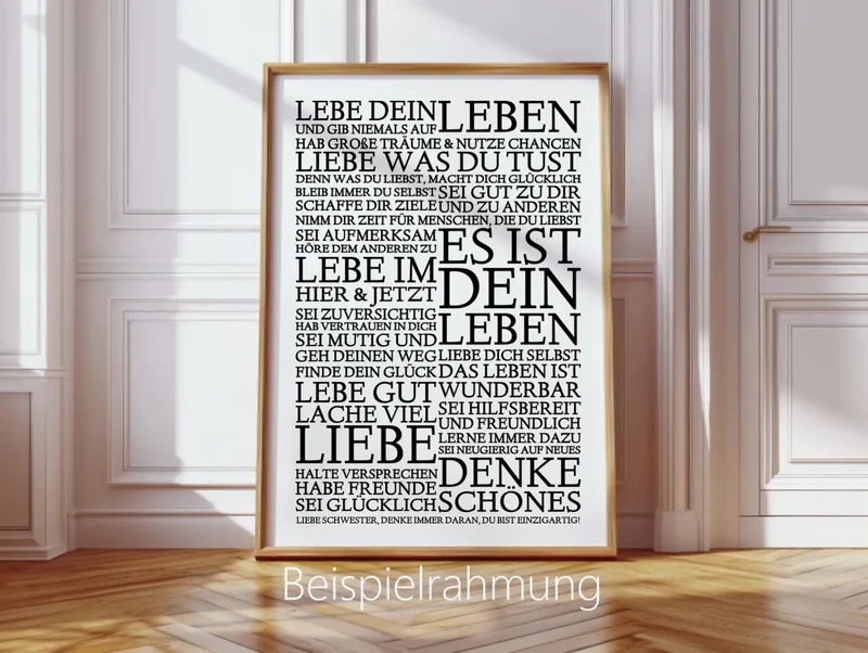 ZEITRAUM-KUNSTDRUCK, LEBE DEIN LEBEN, Sprücheposter mit Personalisierung