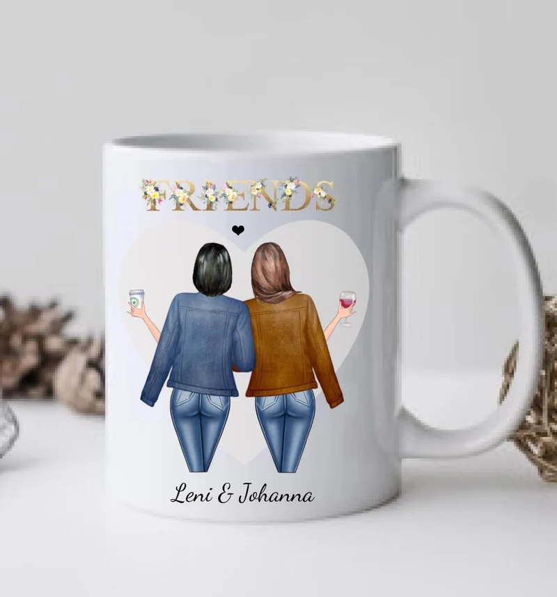 2 beste Freundinnen Tasse Geschenk personalisiert - Persönliche Tasse Geburtstagsgeschenk