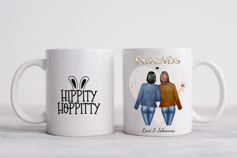 2 beste Freundinnen Tasse Geschenk personalisiert - Persönliche Tasse Geburtstagsgeschenk