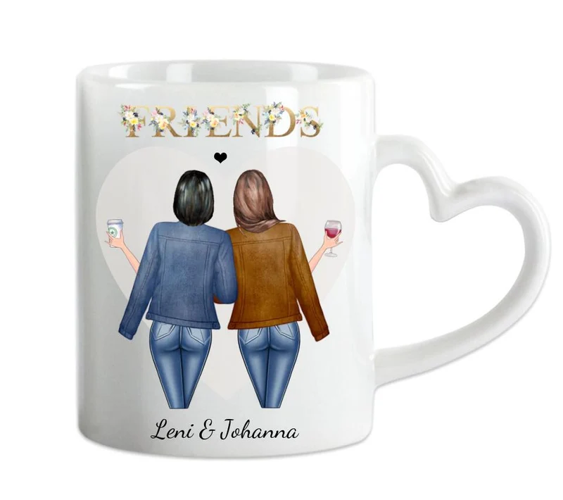 2 beste Freundinnen Tasse Geschenk personalisiert - Persönliche Tasse Geburtstagsgeschenk