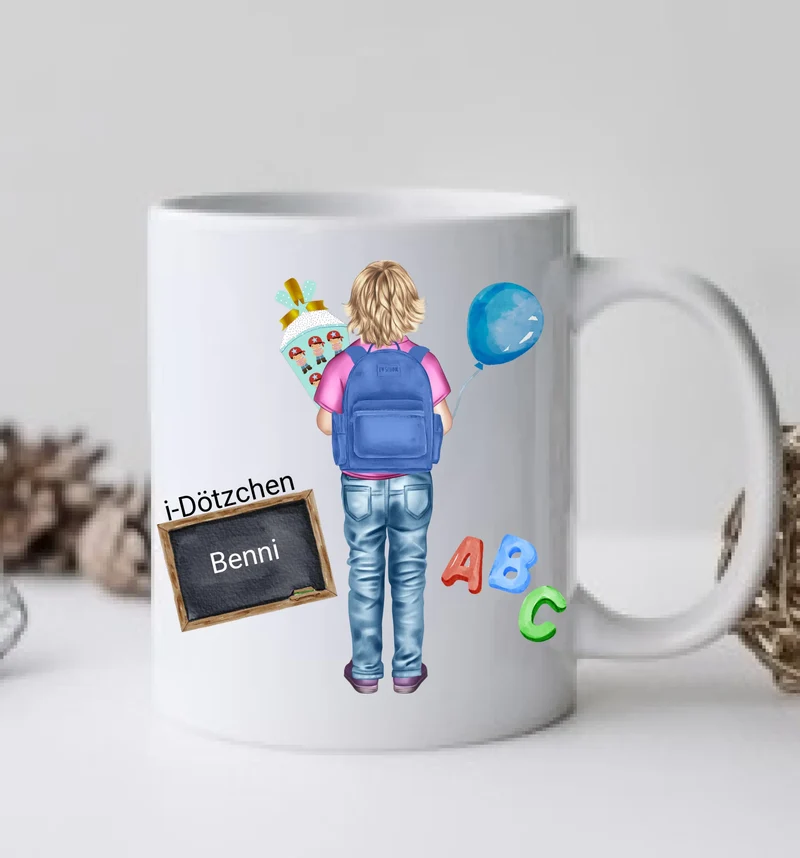 Personalisierte Tassen - Schulkind 2026 -Personalisiertes Geschenk zur Einschulung Tasse für Jungen - Kindertasse Einschulungsgeschenk