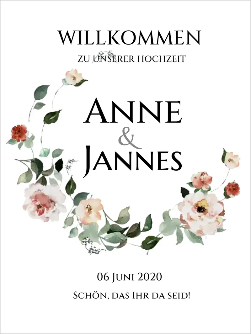 Willkommensposter Hochzeit | Willkommensschild Hochzeit personalisiert mit Namen Datum | Hochzeitsempfang Schild