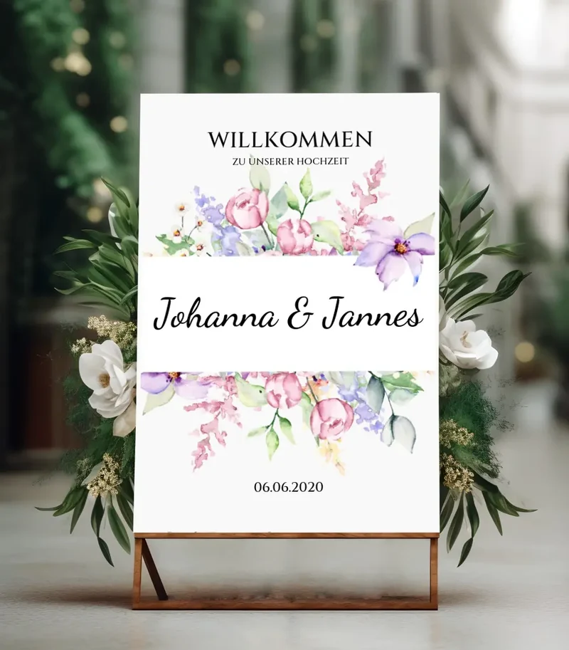 Willkommensposter Hochzeit | Willkommensschild Hochzeit personalisiert | Hochzeitsempfang Tafel