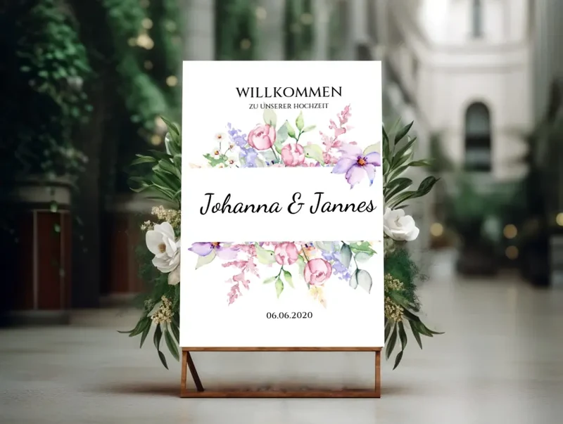 Willkommensposter Hochzeit | Willkommensschild Hochzeit personalisiert | Hochzeitsempfang Tafel