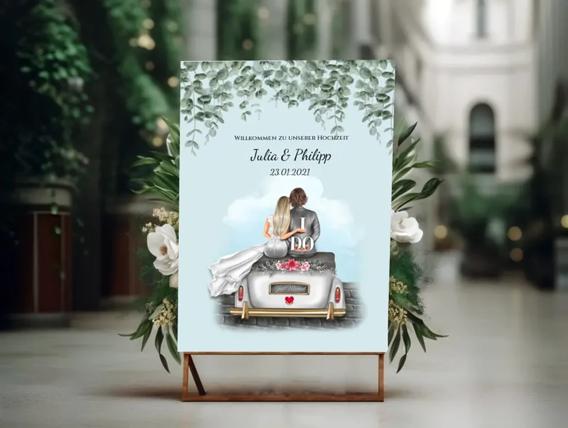 Willkommensposter Hochzeit | Willkommensschild Hochzeit personalisiert | Hochzeitsempfang Tafel