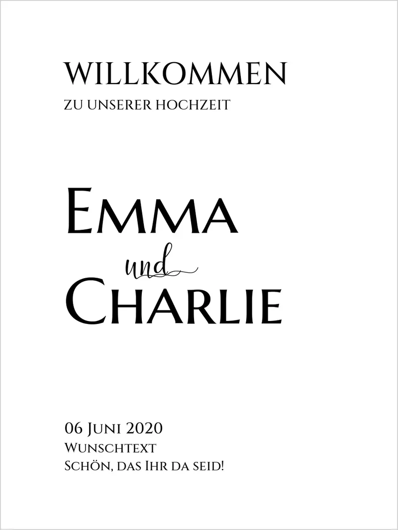 Willkommensposter Hochzeit | Willkommensschild Hochzeit personalisiert | Hochzeitsempfang Tafel