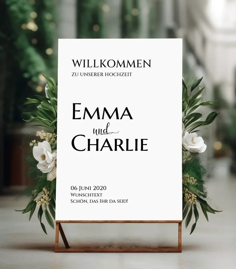 Willkommensposter Hochzeit | Willkommensschild Hochzeit personalisiert | Hochzeitsempfang Tafel