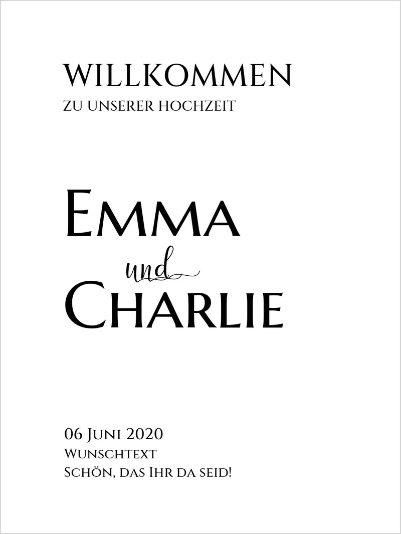 Willkommensposter Hochzeit | Willkommensschild Hochzeit personalisiert | Hochzeitsempfang Tafel