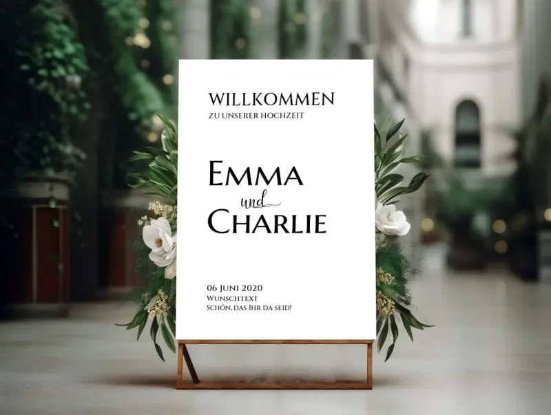 Willkommensposter Hochzeit | Willkommensschild Hochzeit personalisiert | Hochzeitsempfang Tafel