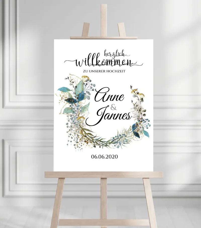 Willkommensposter Hochzeit | Willkommensschild Hochzeit personalisiert | Hochzeitsempfang Tafel