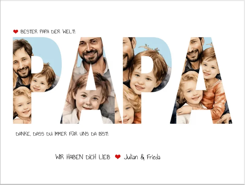 Personalisiertes Vatertagsgeschenk - Fotoposter Geschenk für Papa - 4 Bilder