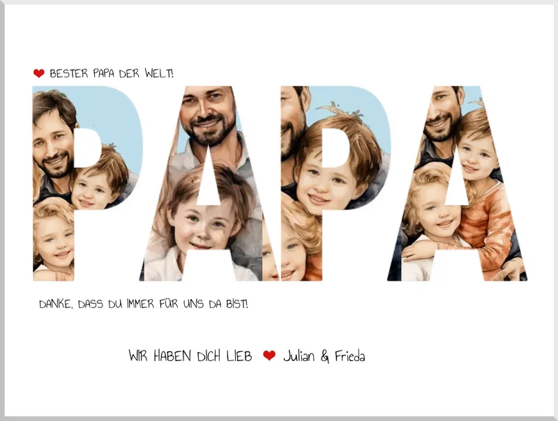Personalisiertes Vatertagsgeschenk - Fotoposter Geschenk für Papa - 4 Bilder