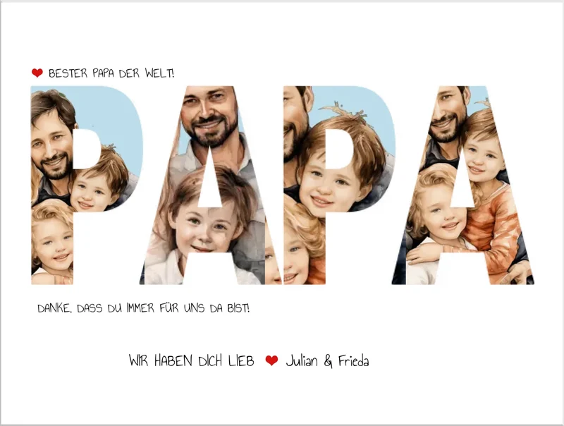 Personalisiertes Vatertagsgeschenk - Fotoposter Geschenk für Papa - 4 Bilder