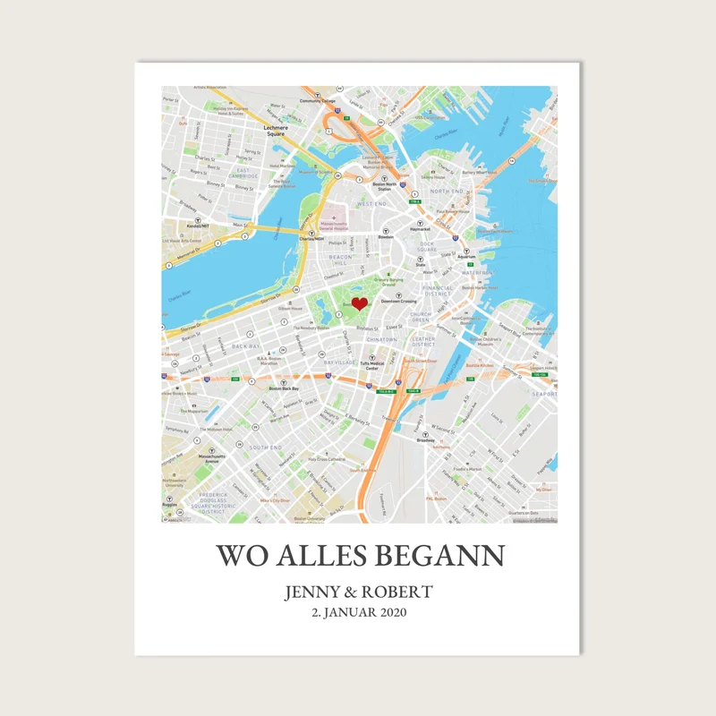 Poster "Wo alles begann Koordinaten" Personalisiertes Stadtkarte Poster | Lieblingsort | Städteposter Map Koordinaten Bild | Umzug